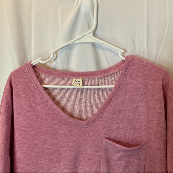 Sew in Love Women’s Short Sleeve V-Neck Light Plum Heathered Size Large - Picture 4 of 11